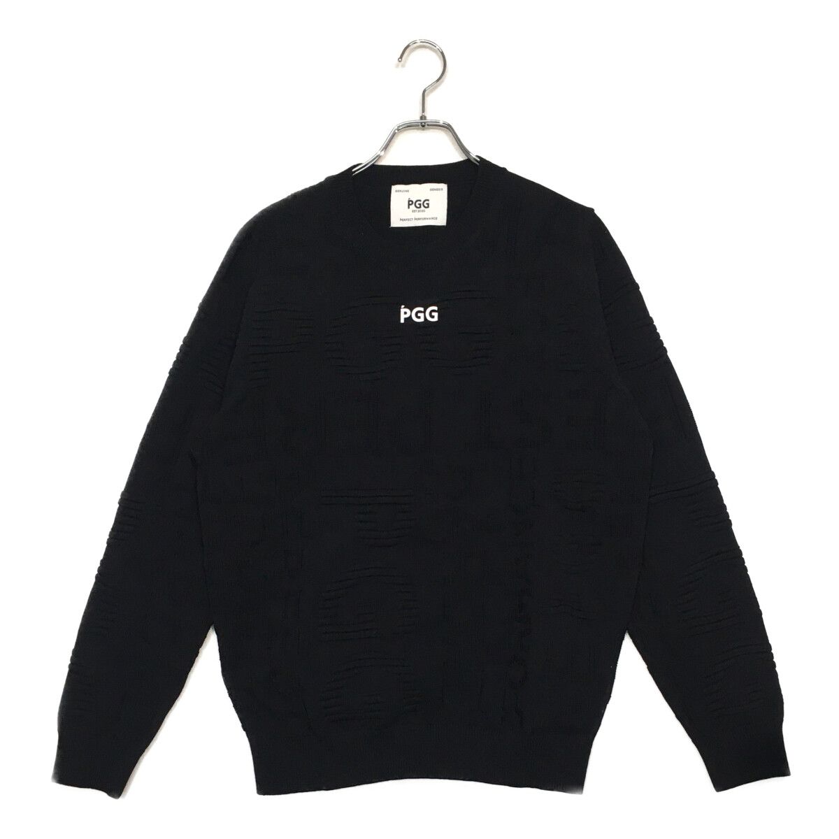 メンズ ピージージー PGG セーター 5 L 紺 ネイビー 長袖 ニット 総柄 クルーネック