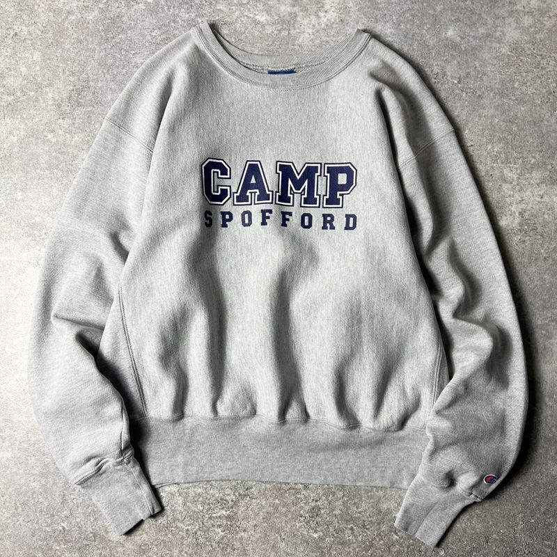 美品 霜降りグレー灰色90sチャンピオンリバースウィーブVTG