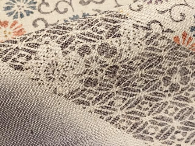 平和屋本店□極上 染織の名門 しょうざん 生紬 訪問着 花唐草文 濃紺地