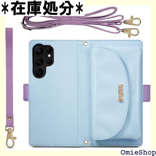 Galaxy S22 Ultra ケース 手帳型 スマ ラ ケース カバー ぎゃらくしー S22 Ultra うるとら ケース カード収納 肩掛け 斜め掛け ショルダー ストラップ SCG14 ケース 手帳型 SC-52C ケース お財布 ch ブルー