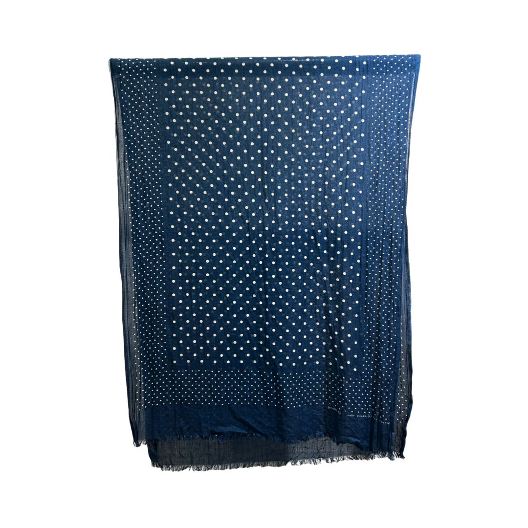 DOUBLE RL RALPH LAUREN ドット柄 インディゴ染めストール ストール