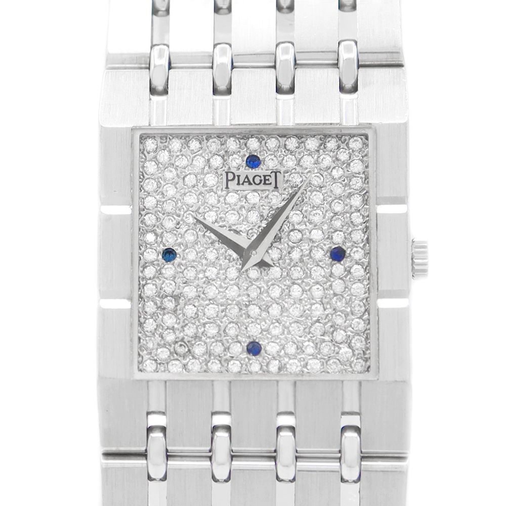PIAGET ピアジェ スクエア 9131 K51 メレダイヤ 4Pサファイア K18WG ホワイトゴールド 金無垢 メンズ ボーイズ レディース 手巻き【6ヶ月保証】【腕時計】【中古】 PIAGET ピアジェ スクエア 9131 K51 メレダイヤ 4Pサファイア K18WG