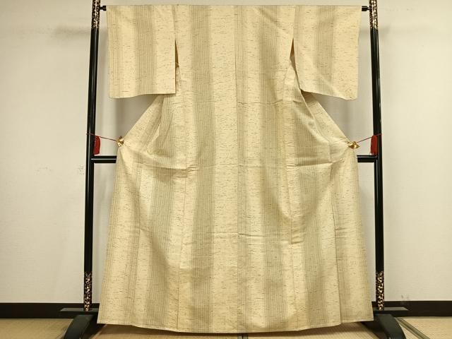 平和屋着物▽ぜんまい紬　単衣　縞　やまと誂製　正絹　逸品　AAAV2767fy 平和屋着物▽ぜんまい紬 単衣 縞 やまと誂製 正絹 逸品 AAAV2767fy