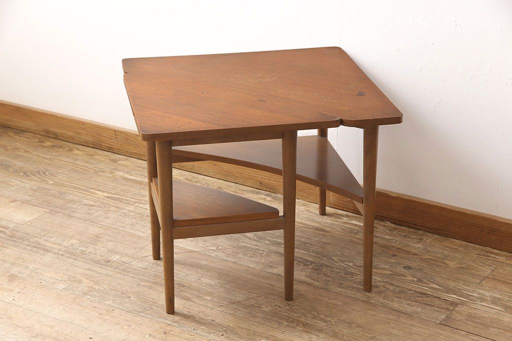 コンソールテーブル コーナーテーブル 大理石調 猫脚 花台 ヴィンテージ