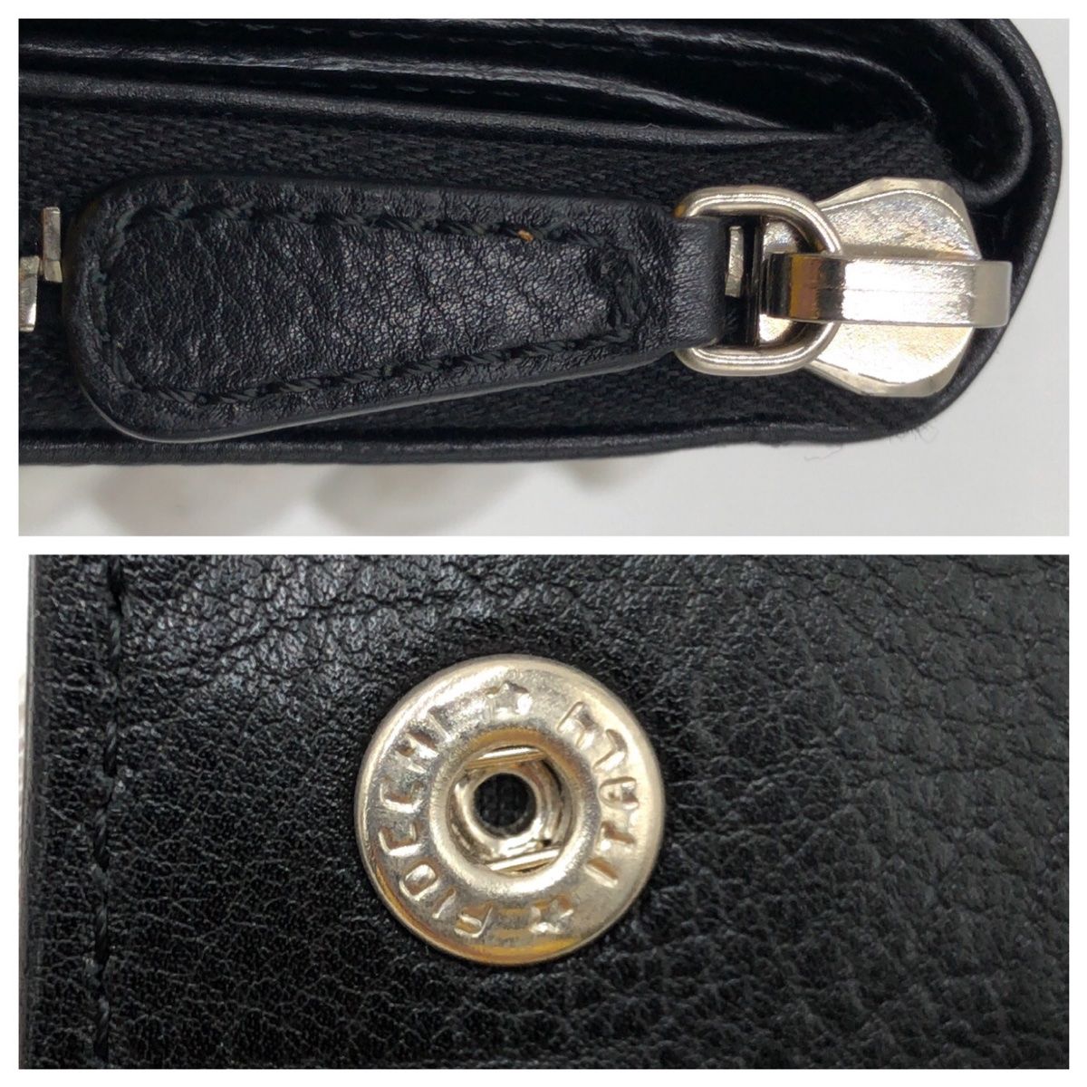 美品 Miu Miu ミュウ ミュウ ブラック 黒 シルバー金具 レザー 二  