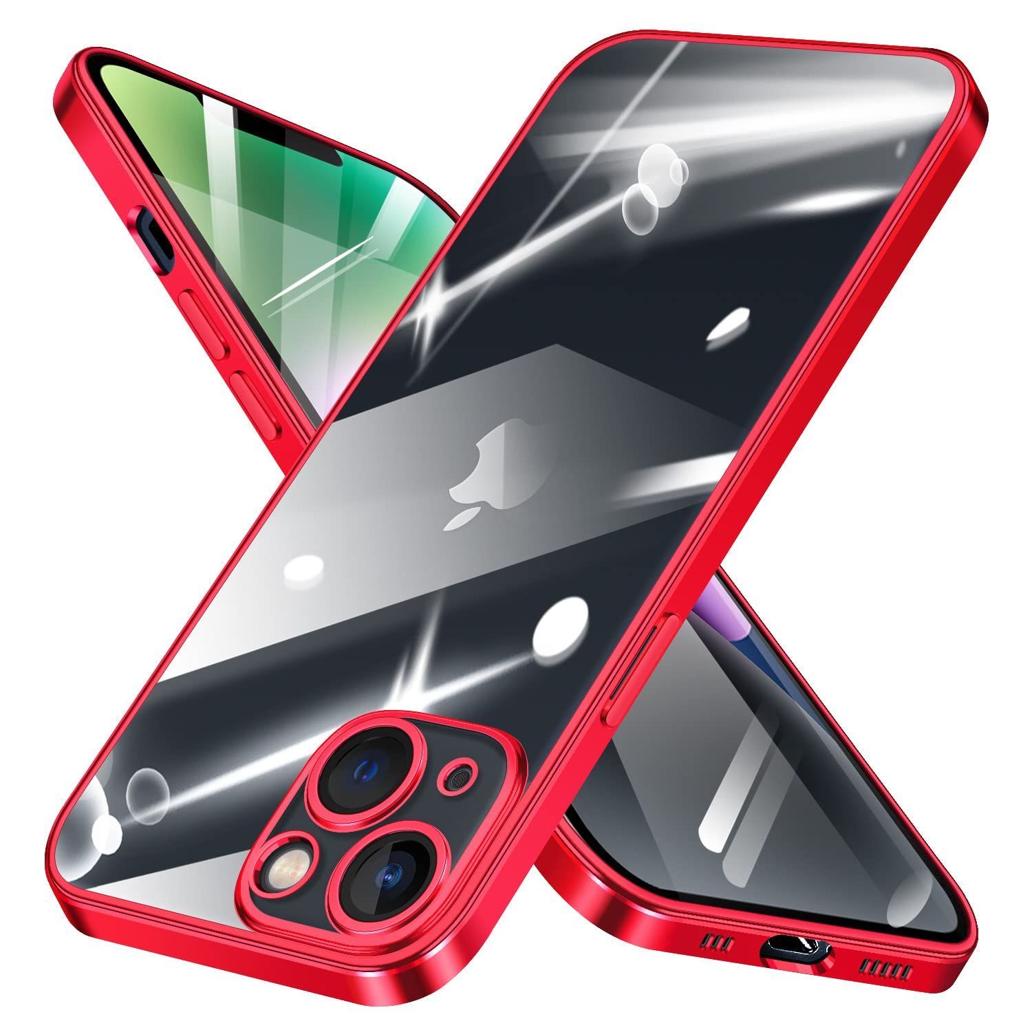 【数量限定】スマホケース 耐衝撃 カバー スリム 用 透明 用 シリコン 赤 iphone14 メッキ加工 薄型 黄変防止 ストラップホール付き TPU 6.1インチ クリア アイフォン ケース 14 用 14 ケース iPhone 