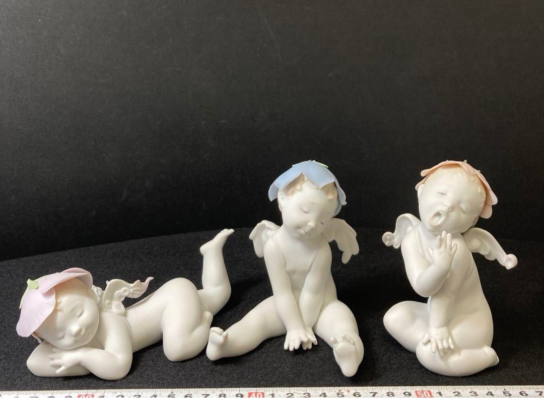 リヤドロ フィギュリン 天使 3点 高さ14|13|6㎝ 東な6-0903