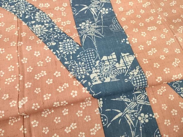 平和屋着物○上質な紬 花唐草文 背抜き仕立て 正絹 逸品 DAAV1507tw