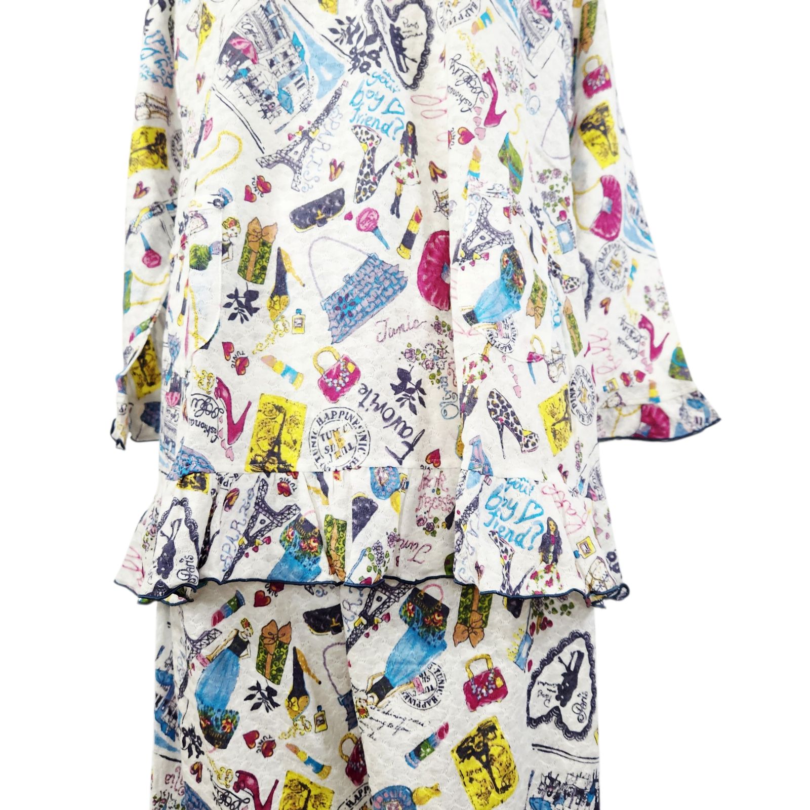 TUNIC 鴨居羊子 総柄 パジャマ プルオーバー チュニック TUNIC チュニック 鴨居羊子 長袖全開パジャマ 100双