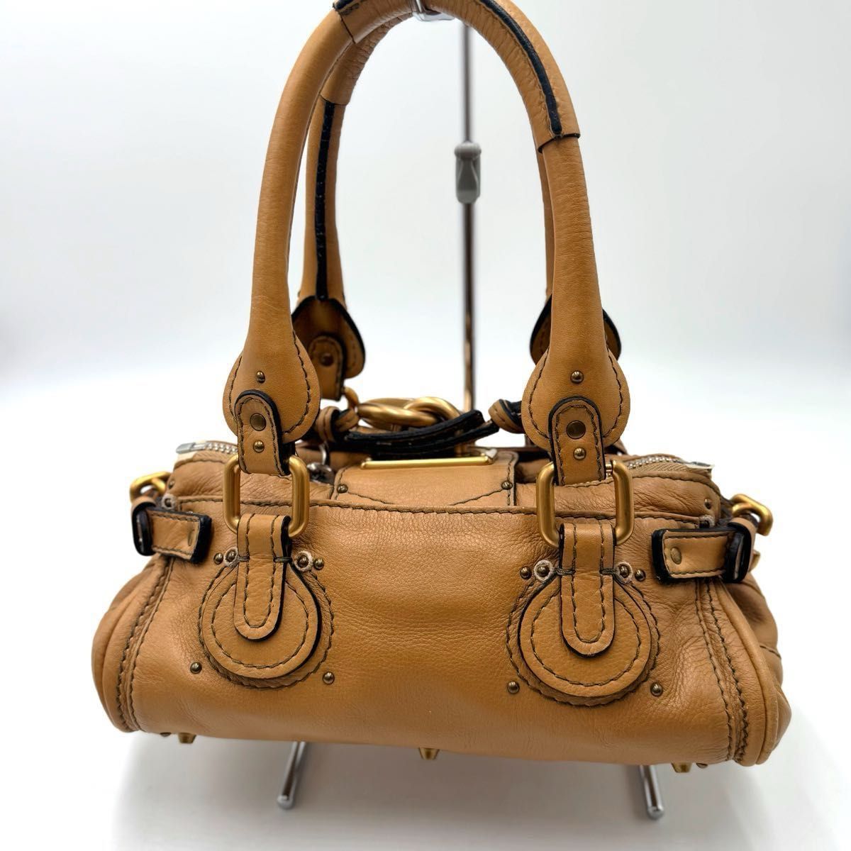 希少 クロエ パディントン トートバッグ ベージュ スタッズ 南京錠 y2k