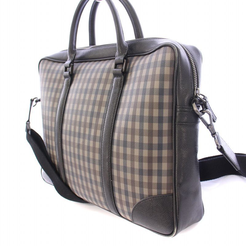 【極美品】アクアスキュータム レザー チェック柄 ビジネスバッグ ブリーフケース アクアスキュータム AQUASCUTUM 2WAY ブリーフケース ビジネス