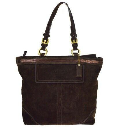 【中古】 中美品 コーチ COACH シグネチャー トートバッグ ショルダーバッグ ハンドバッグ ブラウン スエード レザー 10442 03HB675