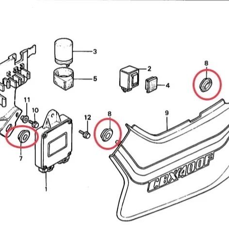 CBX400F サイドカバー グロメット 外装 タンク 3点 1835149745.jpg?1677735395