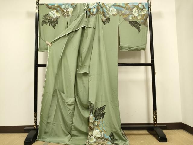 平和屋着物▽訪問着 手描き 枝花文 正絹 逸品 CAAW4521hy