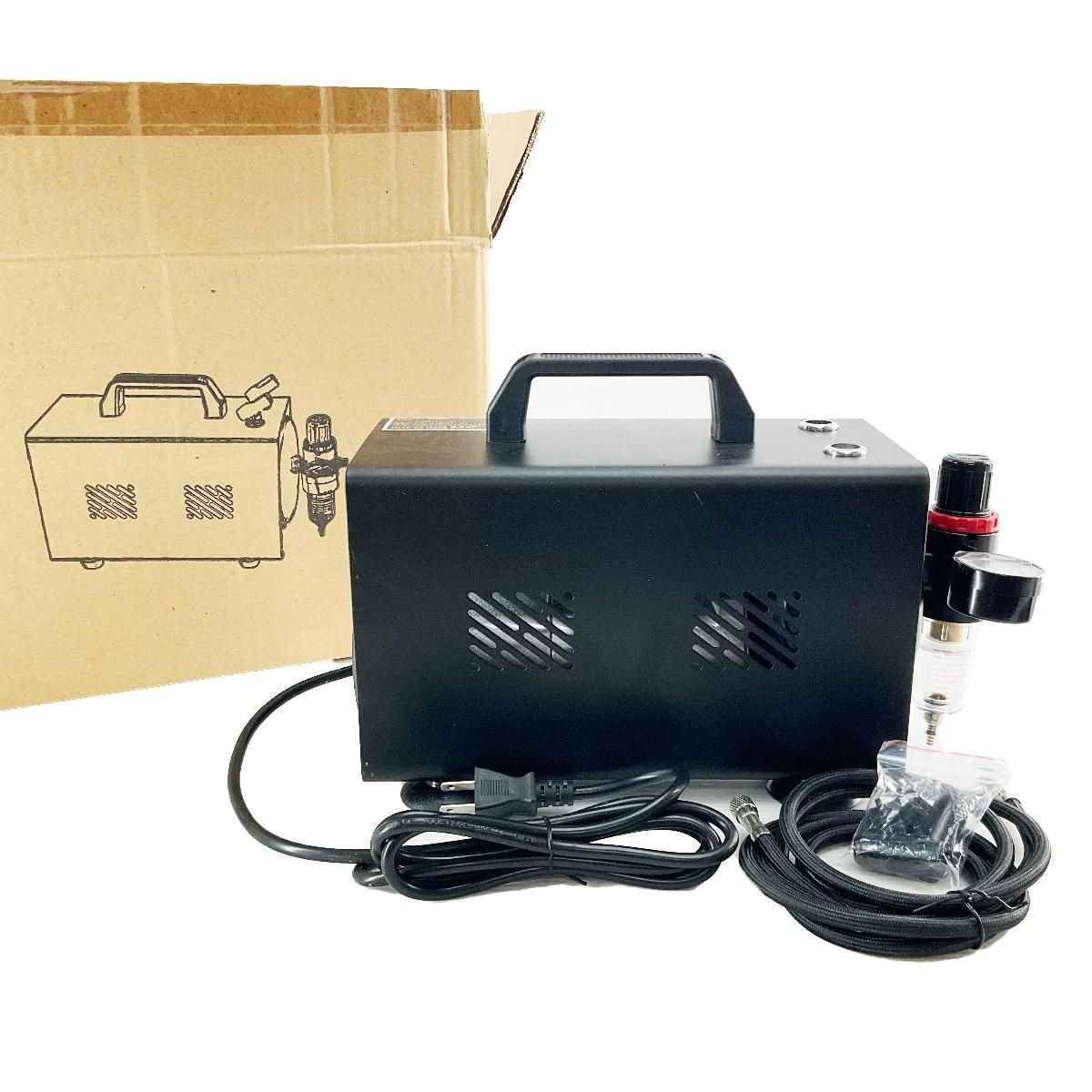 ミニコンプレッサー 自動圧力調整 1Lタンク 静音 空気圧調整 ホース フィルター付属 AS18T 100V 50|60Hz 1|6馬力 フィギュア カスタムペイント エアブラシ PSE対応