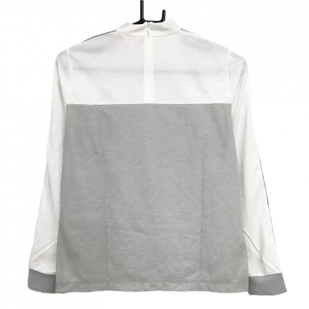 超 アルチビオ 長袖ハイネックシャツ ライトグレー×白 バイ 袖一部メッシュ調 レディース 40 L ゴルフウェア archivio