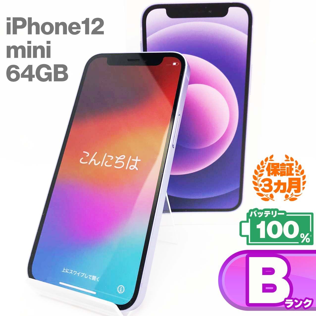 美品！！iPhone 12 mini 荒く パープルー 64 GB SIMフリー