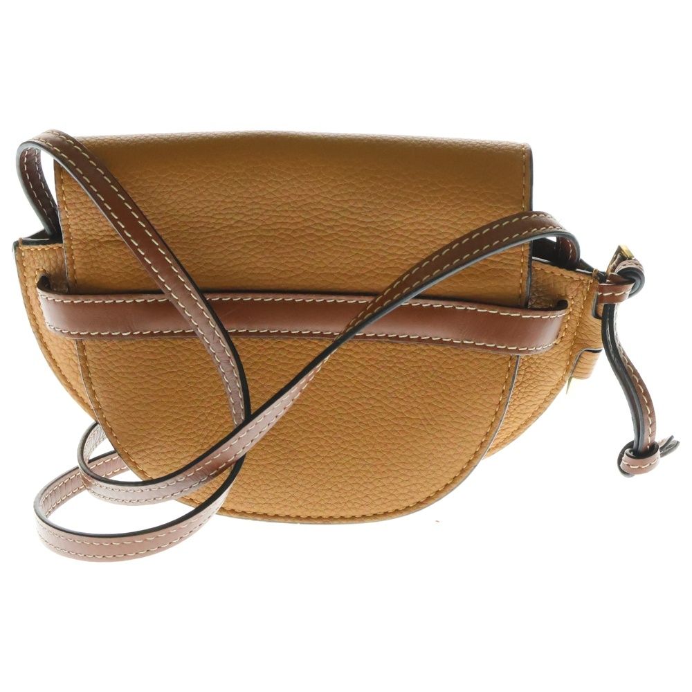 LOEWE ロエベ ゲートデュアル ミニ アナグラムロゴ レザー ショルダーバッグ ゴールド金具 ブラウン 321.12.U62