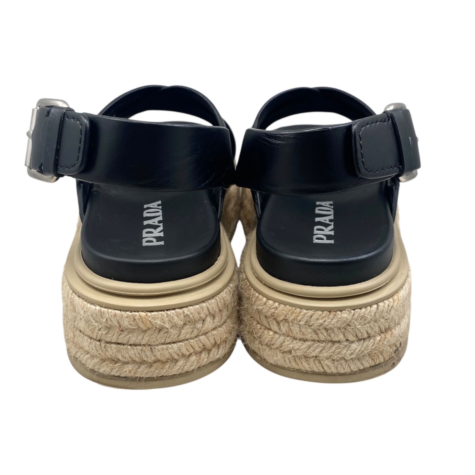 【PRADA】レザー エスパドリーユ サンダル プラットフォーム プラダ PRADA 厚底サンダル エスパドリーユ フラット レザー