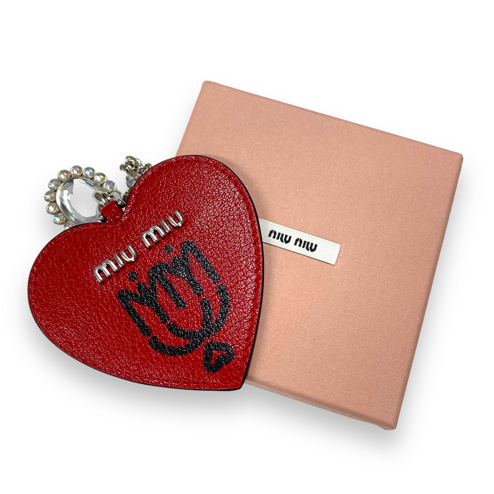 Miu Miu レザー ミラーハート型キーホルダー/リップケース Miu Miu レザー ミラーハート型キーホルダー⁄リップケース 楽天市場