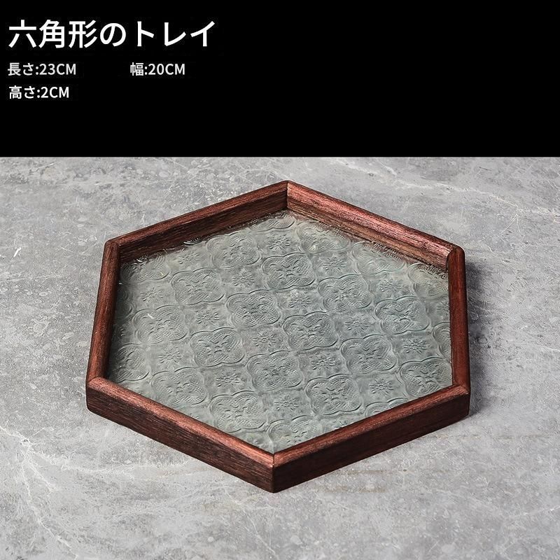 お盆ティートレイ6点セットガラス木製フレームおしゃれ