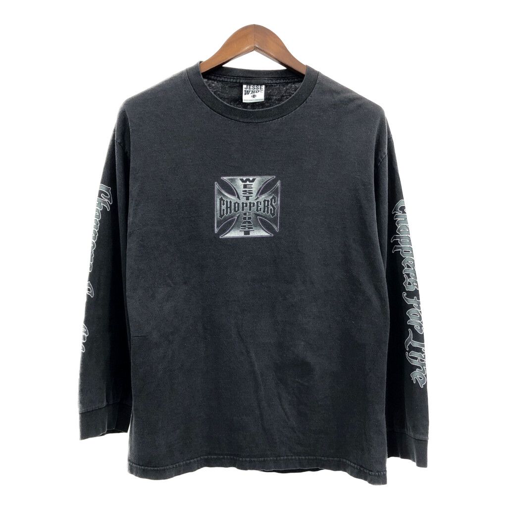 JESSE WHO? バックプリント 長袖Ｔシャツ アームプリント ブラック (メンズ XL相当) 中古 古着 Q3701