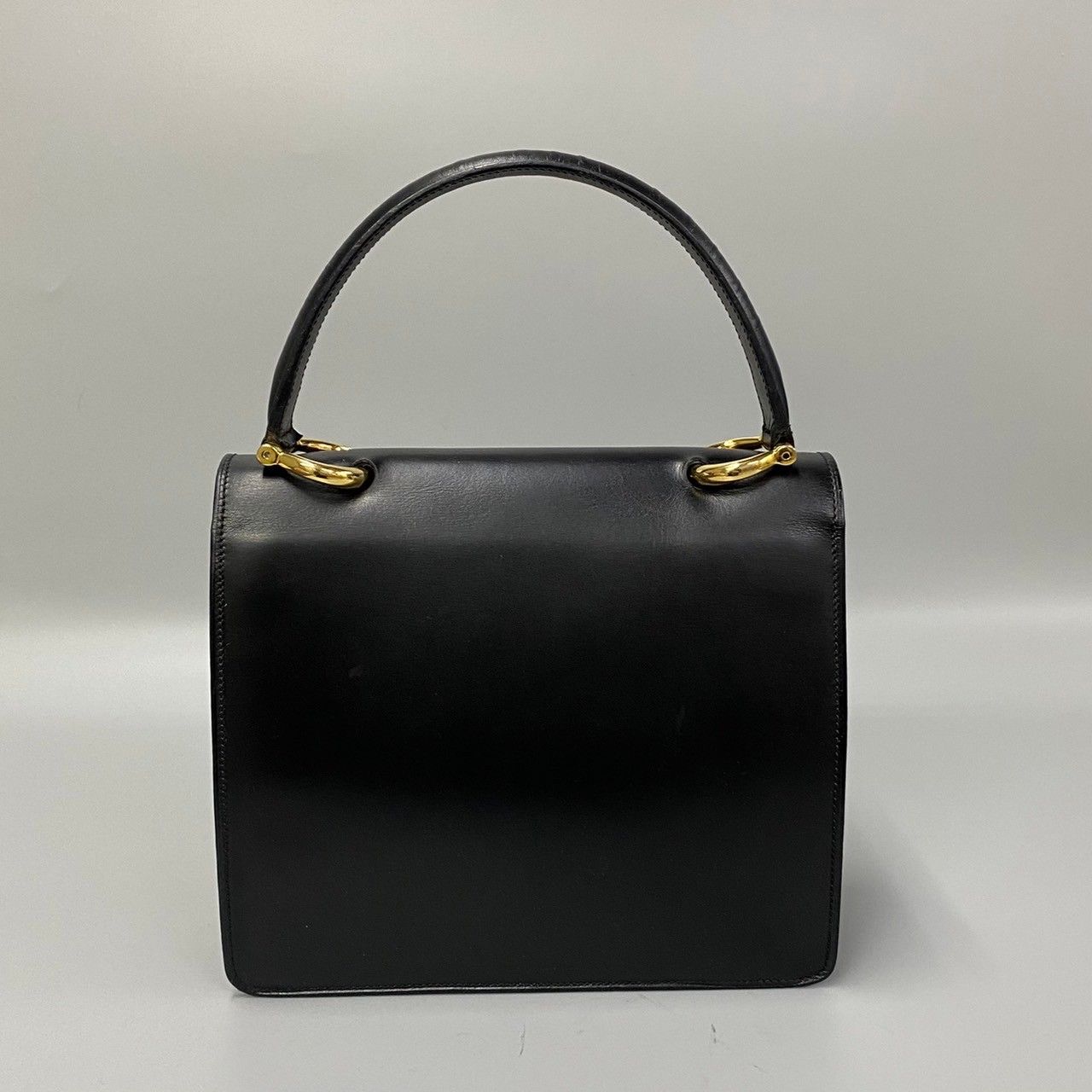 美品 希少品 CELINE セリーヌ ヴィンテージ ロゴ 金具 カーフ レザー 