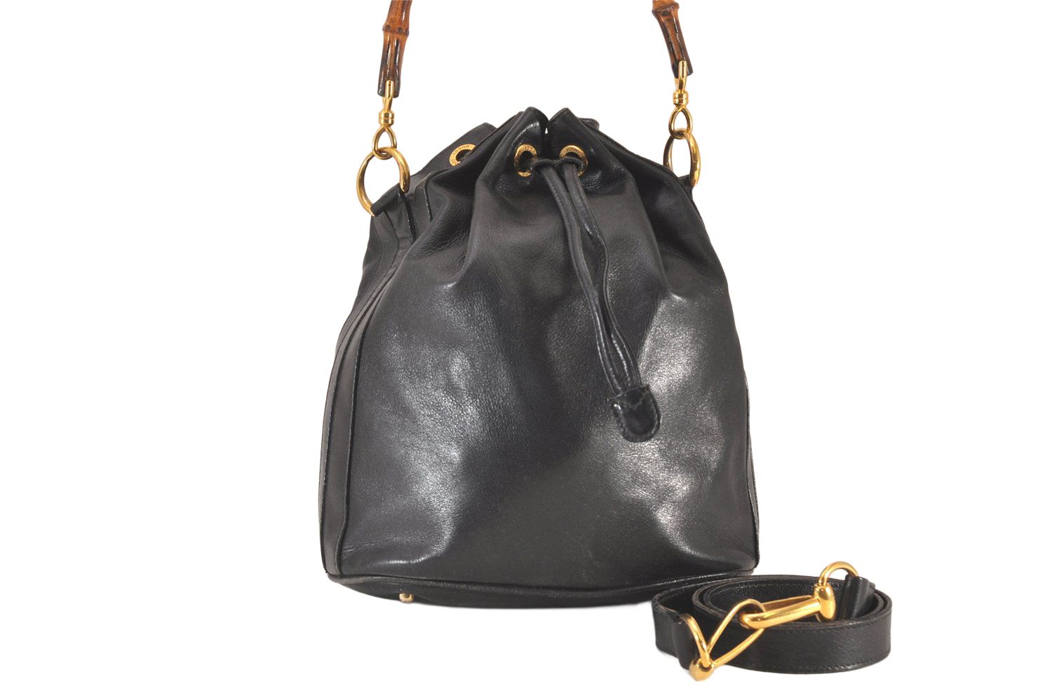 GUCCI グッチ ヴィンテージ バンブー 巾着型 ショルダーバッグ