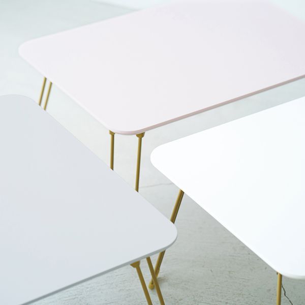 〔5個セット〕ニーナ 幅60折りたたみテーブル(ホワイト) 幅60cm 脚カラー：ゴールド 机 折り畳み ローテーブル 折れ脚 ナチュラル パステル ミニ コンパクト ... 5個セットニーナ 幅60折りたたみテーブル(ホワイト) 幅60cm 脚カラー