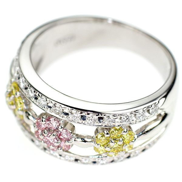 Pt900 天然ピンク/カラーレス ダイヤモンド リング 0.57ct パヴェ