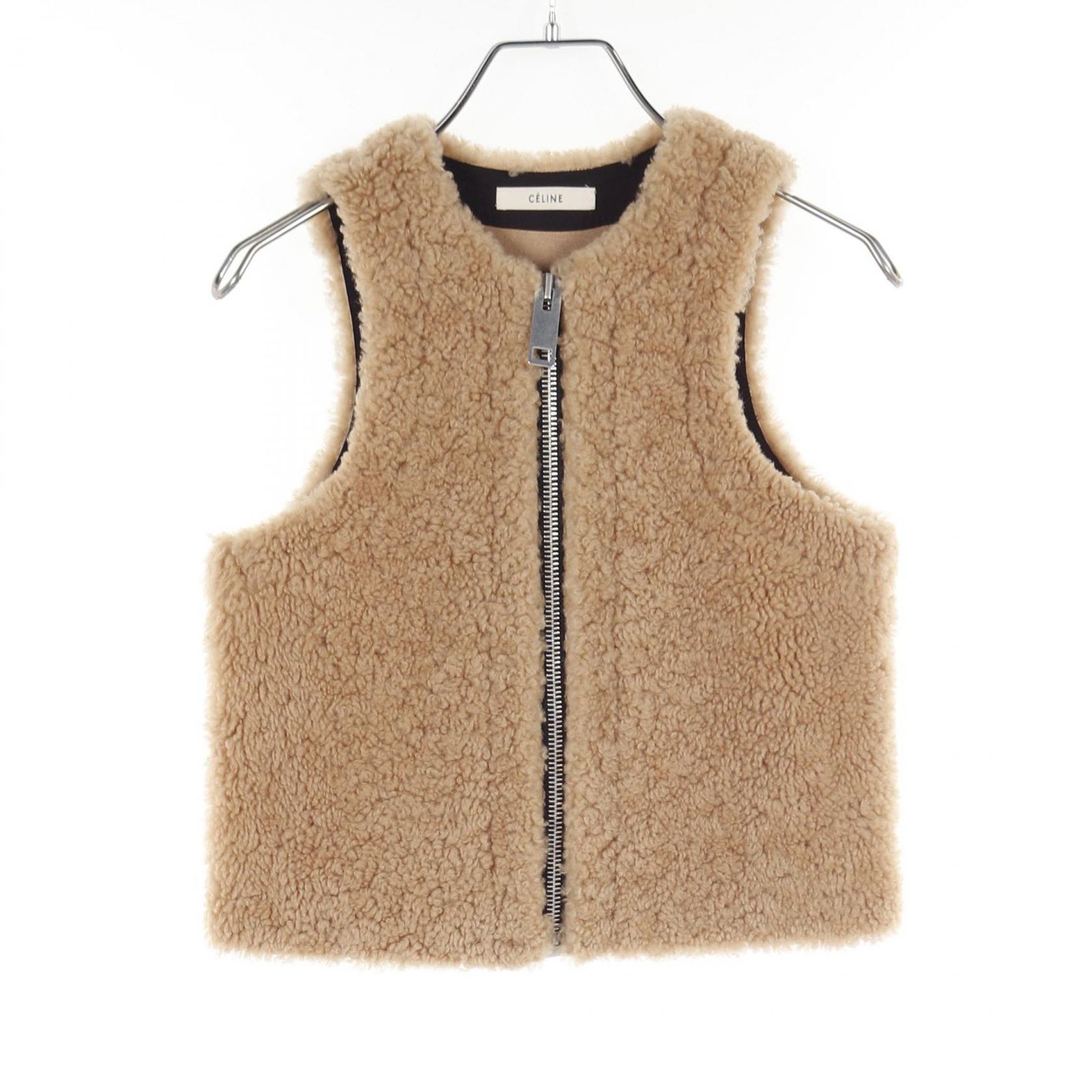 CELINE - セリーヌ CELINE ベスト 衣料品 トップス ムートン レディース ベージュ系 2 5S19/062A 【中古】 セリーヌ CELINE ベスト 2 5S19/062A ベージュ その他 ベスト