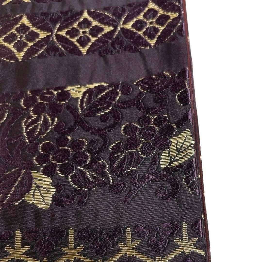 袋帯 横縞 紫 七宝 菱 唐草 花 亀甲 着物 054w d - メルカリ 