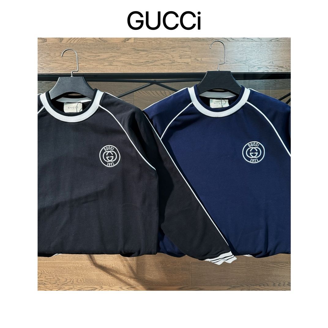 グッチ GUCCI 秋の新モデル アルファベット刺繍ロゴの丸首フード付き長袖セーター