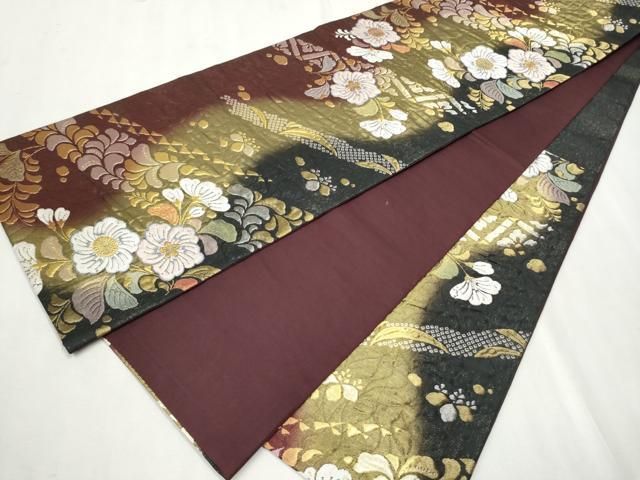 平和屋着物▽六通柄袋帯 辻が花 ふくれ織 金糸 正絹 逸品