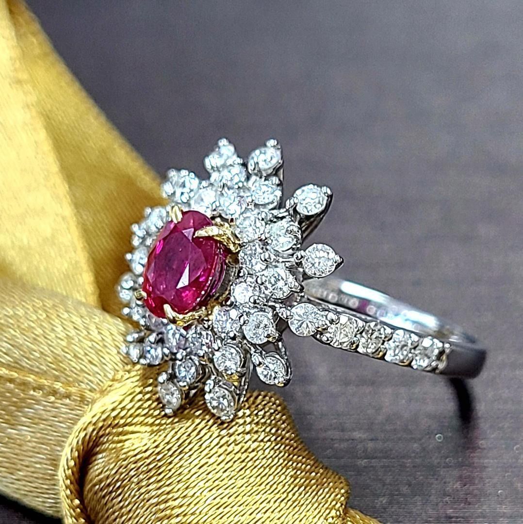 専用JG46★高級 ルビー0.77ct ダイヤ プラチナ リング ソーテ付 ルビー 1.3ct ダイヤモンド 0.7ct プラチナ リング(指輪)【品質