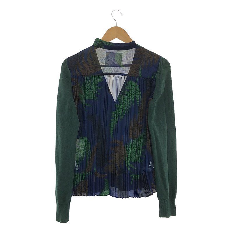 sacai / サカイ | プリーツドッキングニットカーディガン | 2