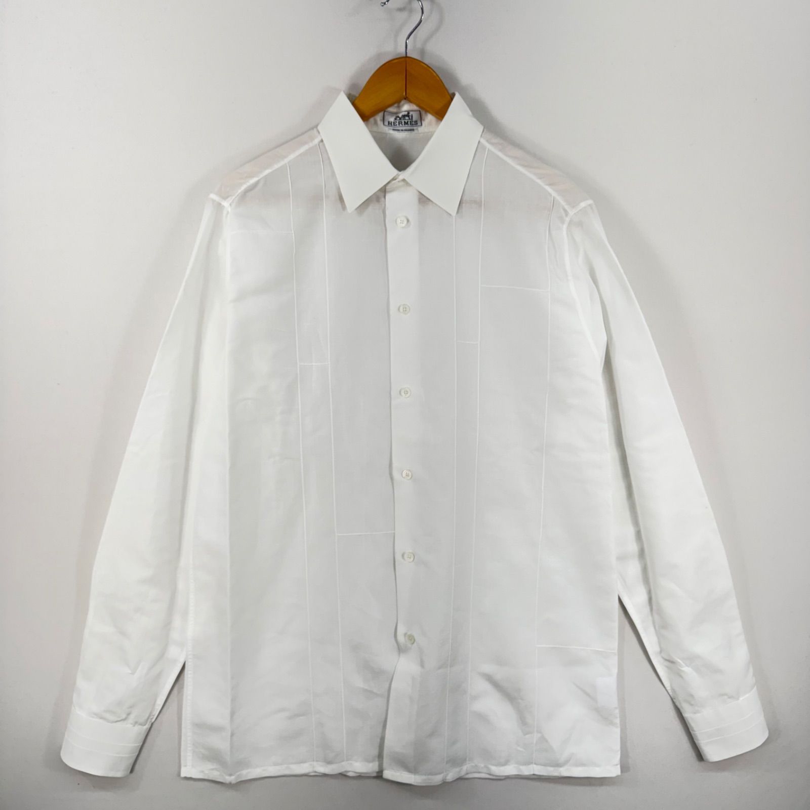 HERMES 長袖 シャツ Mサイズ HERMES エルメス メンズ 長袖シャツ ホワイト サイズ39 15 1/2