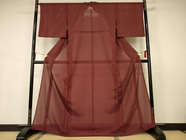 平和屋着物＊夏物 色無地 絽 栗皮茶色 洗える着物 AABB2609jd