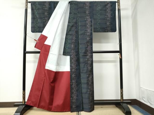 平和屋着物○本場大島紬 7マルキ 短冊草花文 正絹 逸品 CAAU2703yc