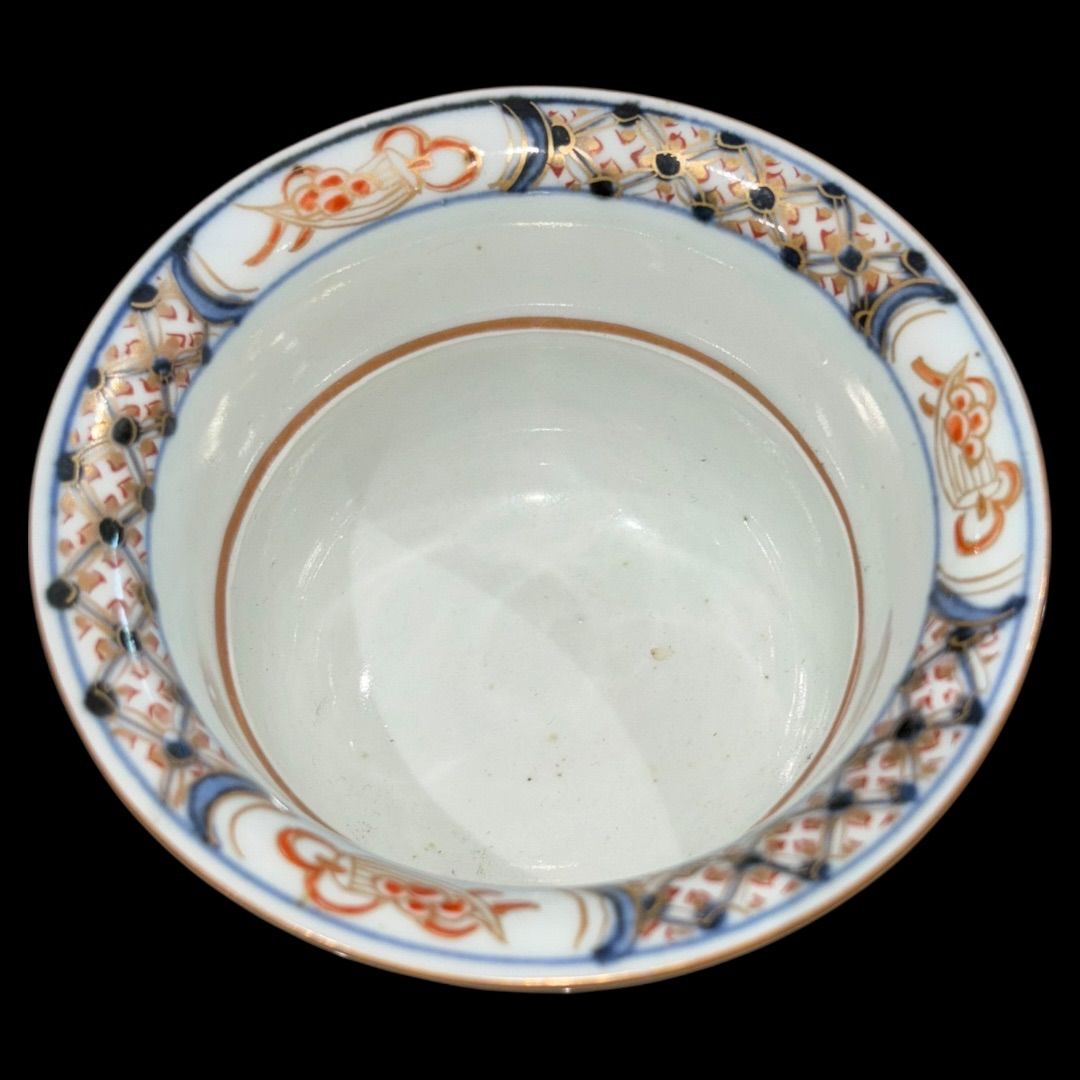 古伊万里鉢 明治時代 向付 色絵 家屋 風景画 小鉢 アンティーク