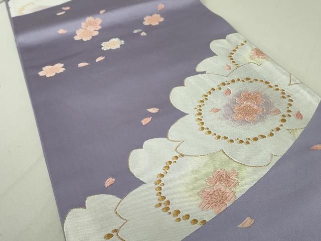平和屋着物○六通柄袋帯 舞桜文 金銀糸 正絹 逸品 DAAT0390ob