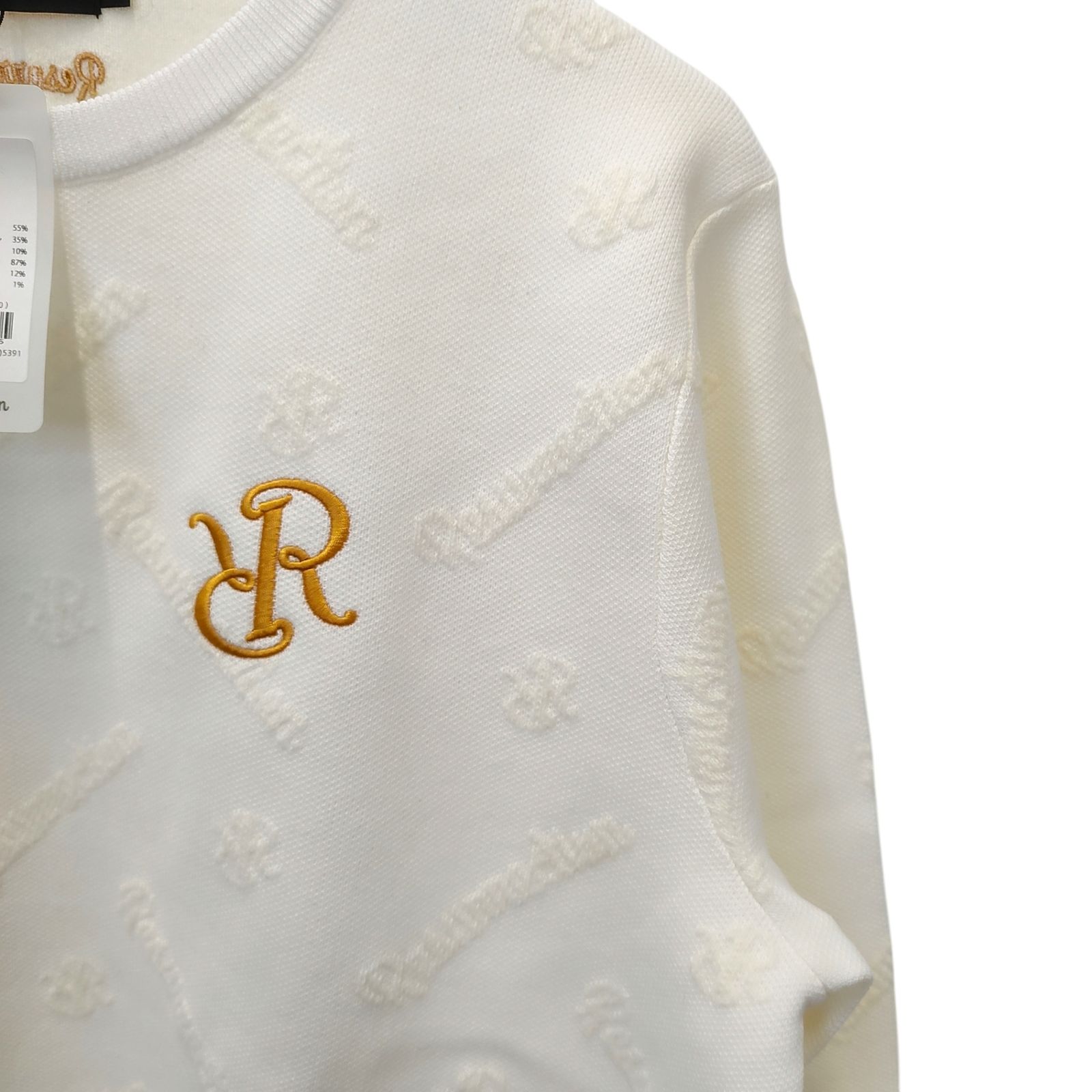 Resurrection レザレクション ゴルフ 23AW ロゴ モノグラム ニット プルオーバー RMW-KN13 L ホワイト Resurrection レザレクション ゴルフ 23AW ロゴ モノグラム