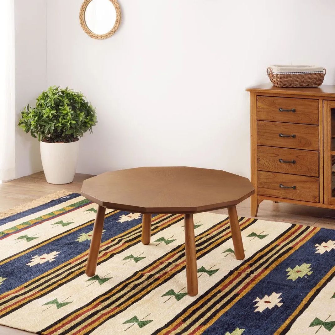 ♪天然木 12角形 こたつテーブル 直径80cm 石英管ヒーター300W センターテーブル ローテーブル 1人暮らし おしゃれ