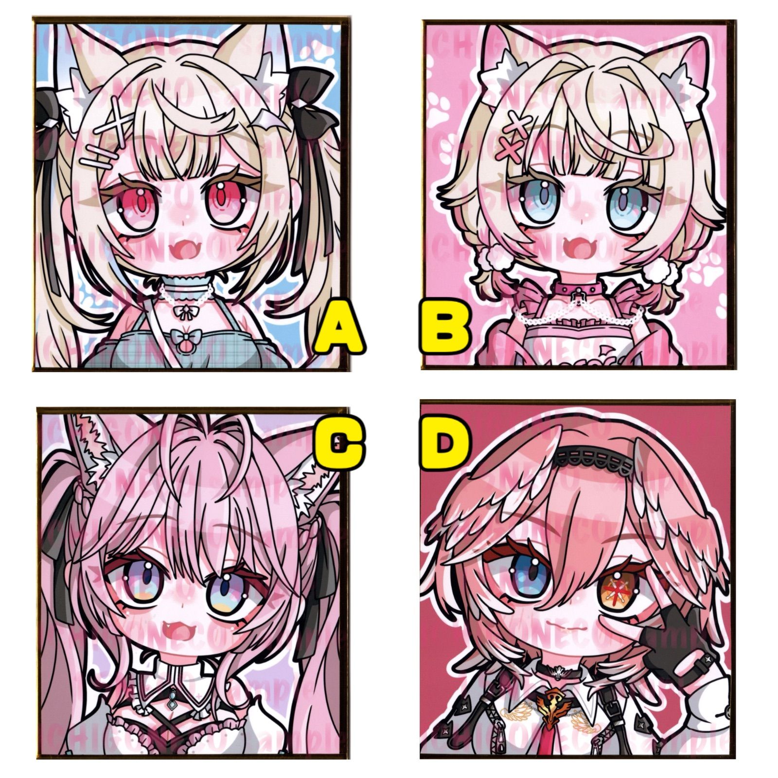 手描きイラスト　ミニ色紙　木香薔薇 手描きイラストミニ色紙木香薔薇