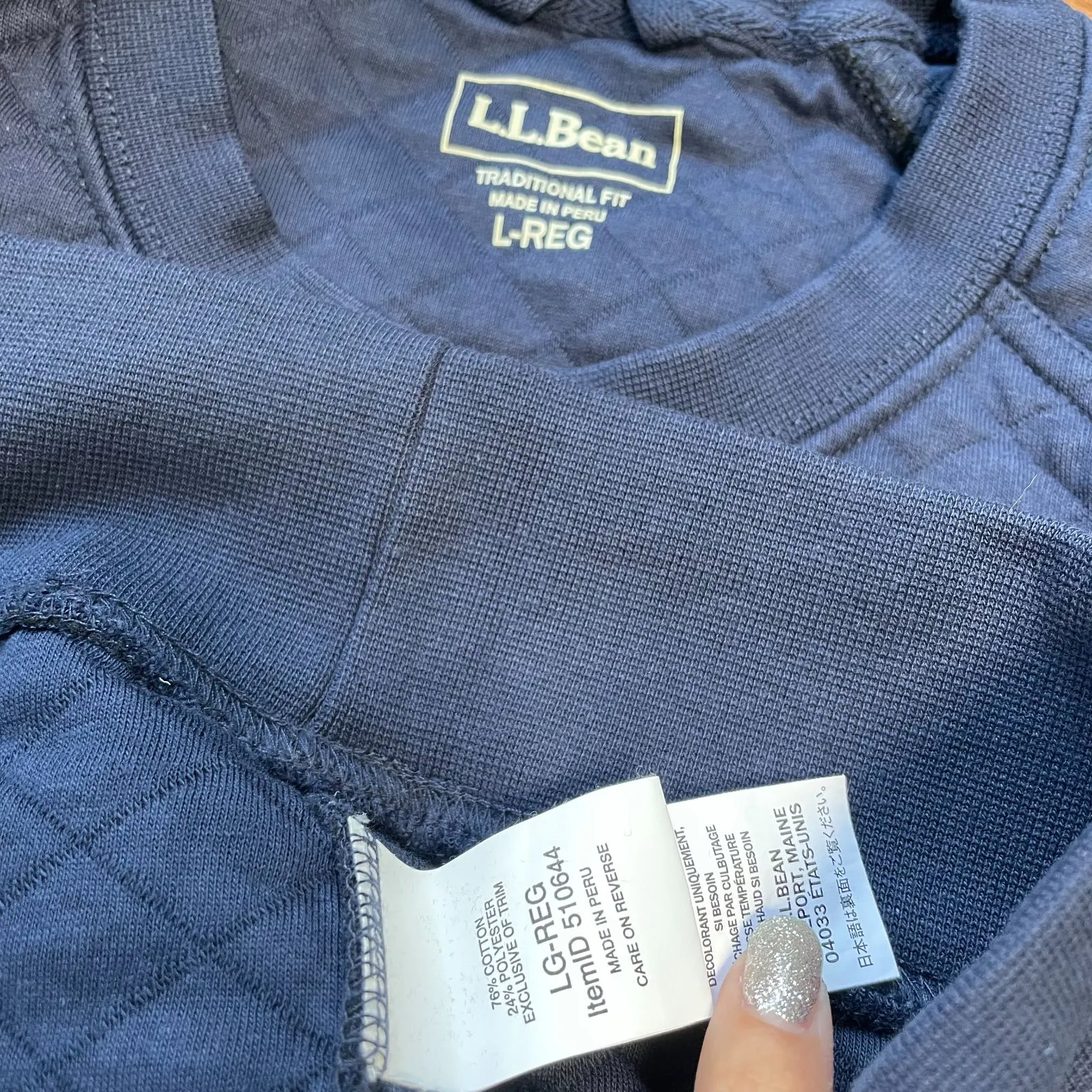 新品未使用 L.L.Bean キルトトップス スウェットシャツ クールネック