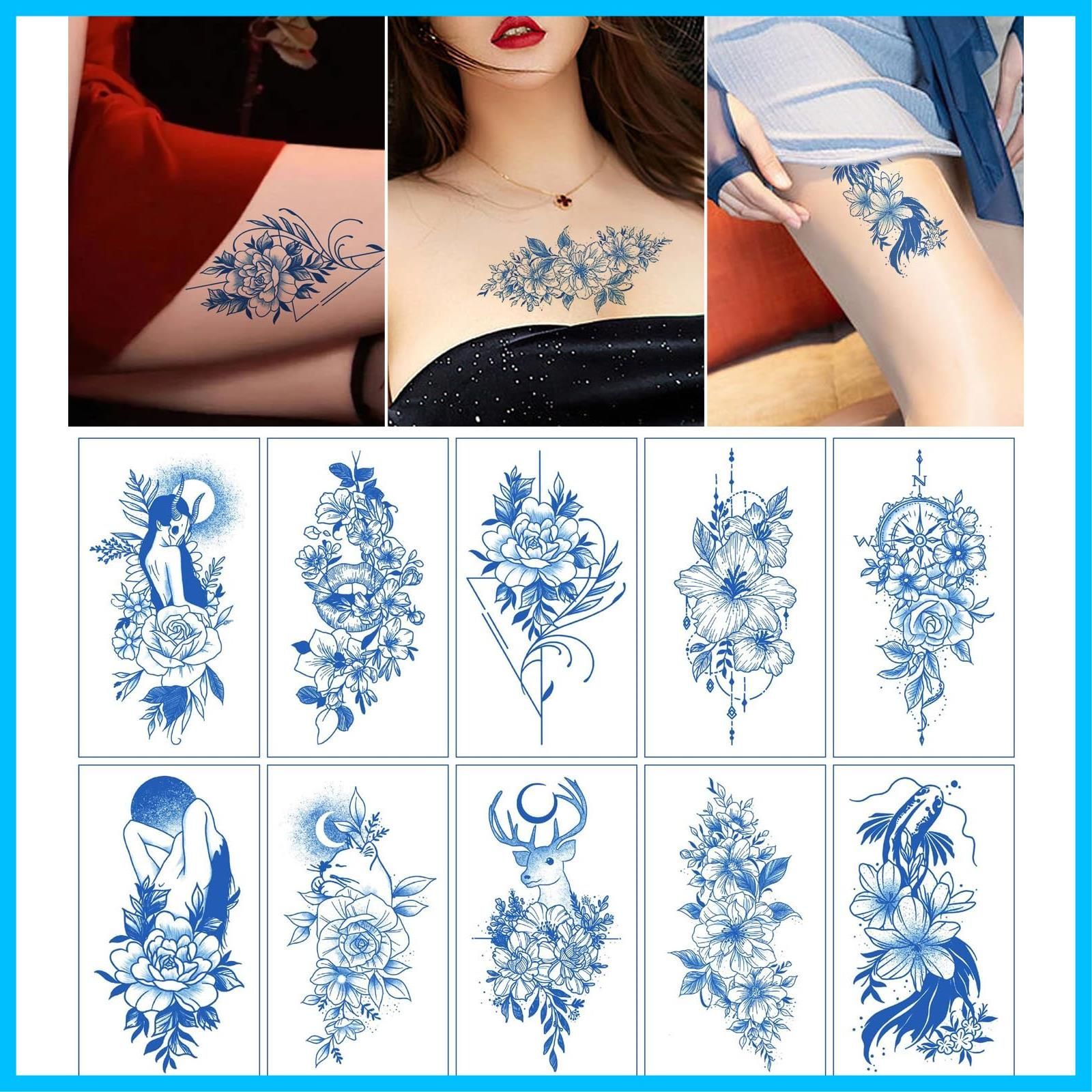 在庫処分】韓国 タトゥーシール 蝶 10枚セット 花 2週間で消える