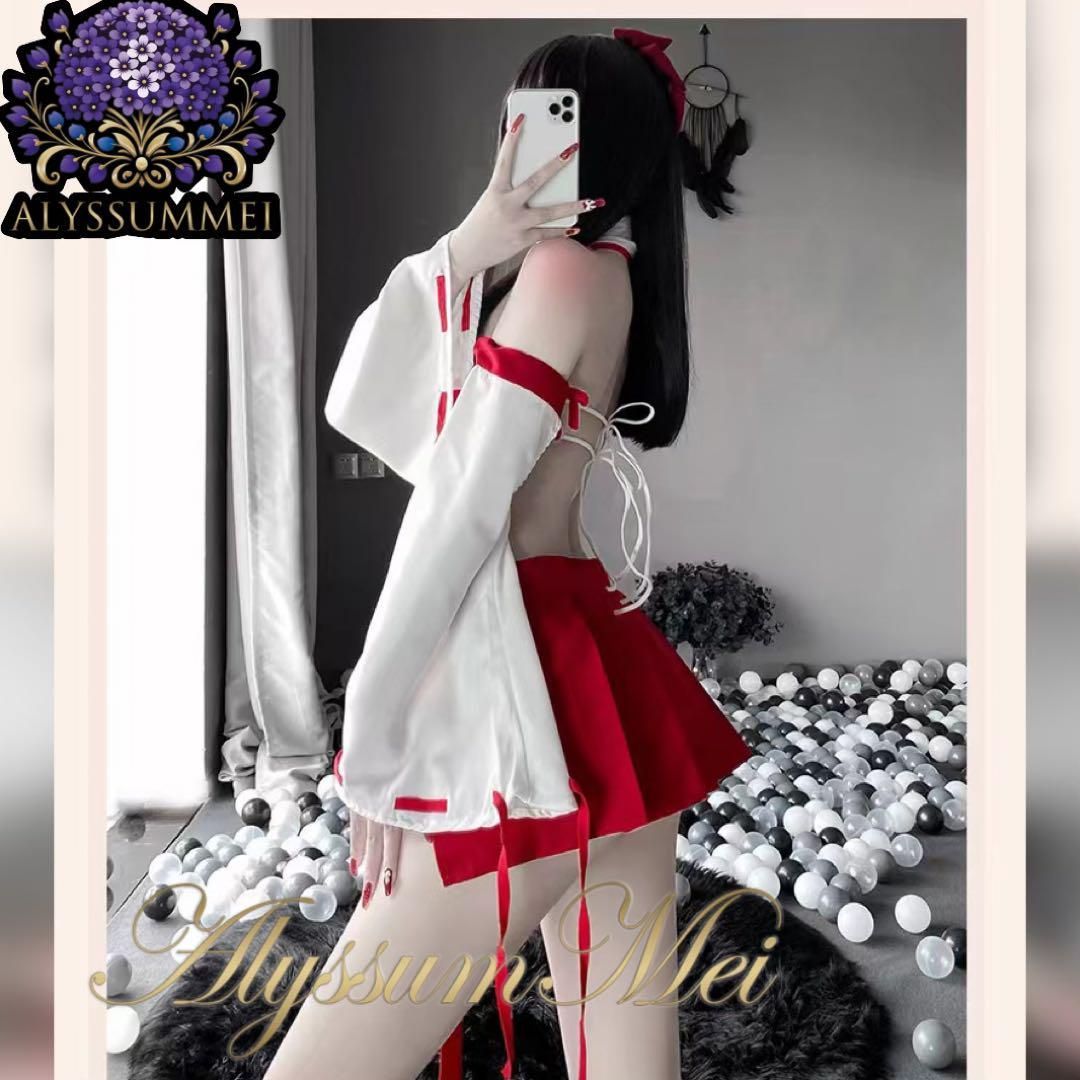 巫女　ビキニ セクシー巫女様封印ビキニコスプレ衣装フルセット セクシー妖艶巫女服コスチューム 和風ルームウェア巫女さんランジェリービキニ写真撮影 在宅コスプレ  ハロウインコスプレ大人レディースステージ お正月仮装 二次会忘年会余興 文化祭学園祭 推し活 ボディコン 花魁和装 ...