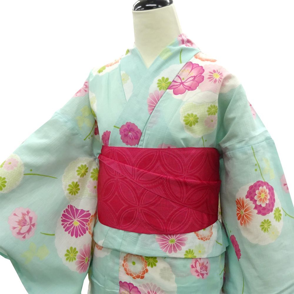花夏衣浴衣　衿秀浴衣　綿麻　お仕立て上がり浴衣　日本製　小袋帯セット　浴衣 花夏衣浴衣 衿秀浴衣 綿麻 お仕立て上がり浴衣 日本製 小袋帯