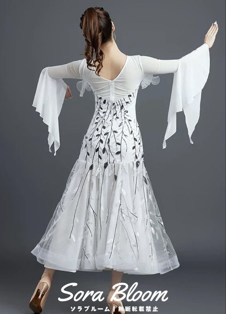 スタンダードドレス✨胸パット付き！ダンスパーティ、発表会、デモ、競技会に！ 新品 25新作スタンダードドレス発表会 競技会 デモにも 胸パット付き