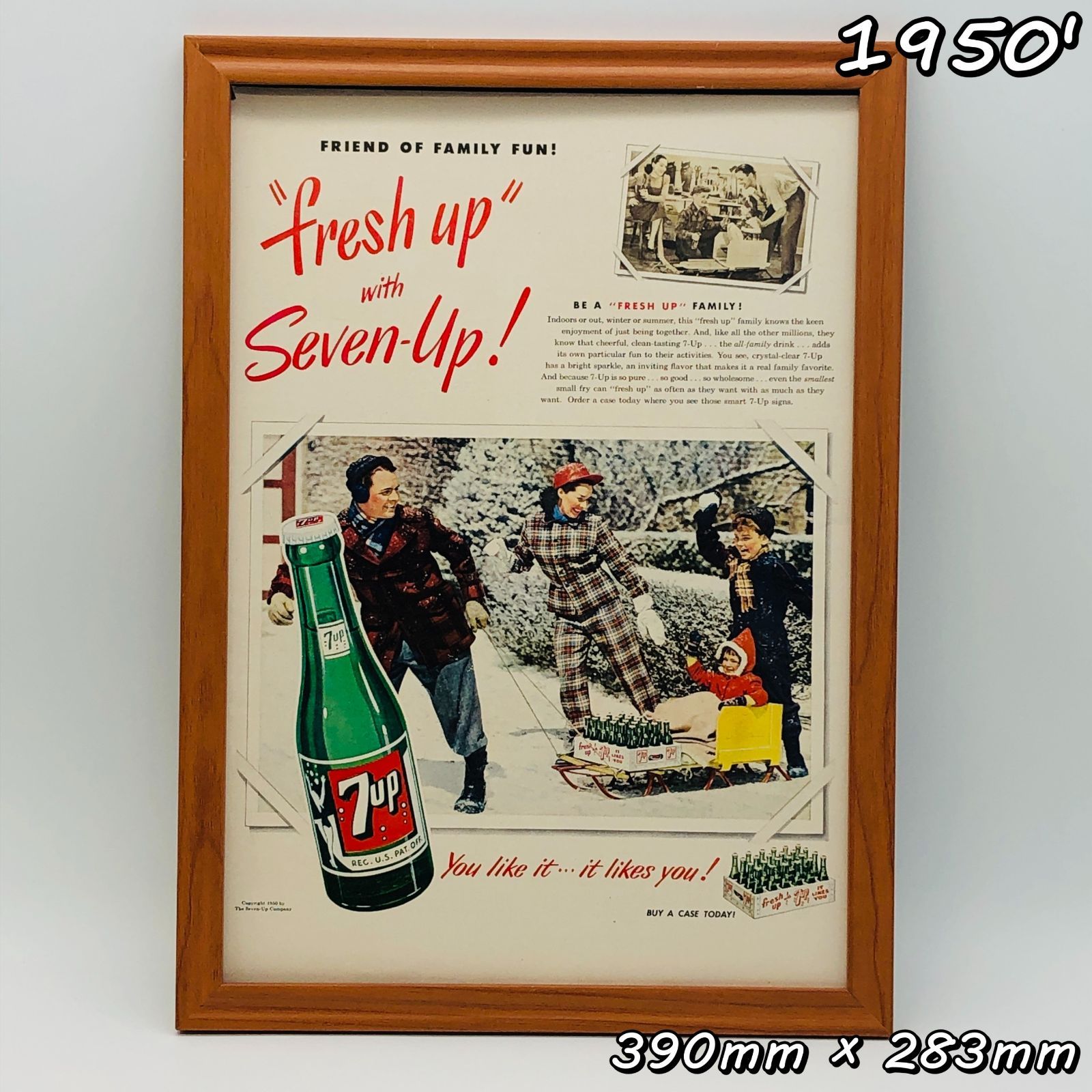 ビンテージ 広告 ポスター フレーム付 当時物 『 セブンアップ (Seven-Up) 』 1950's オリジナル アメリカ 輸入雑貨 ヴィンテージ  雑誌 アドバタイジング レトロ ( AZ1651 ) - メルカリ